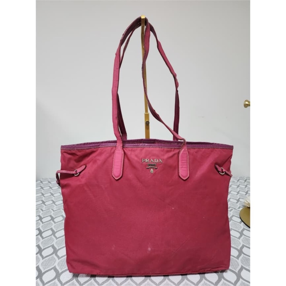 Authentic PRADA Nylon Leather Tote Bag Pink